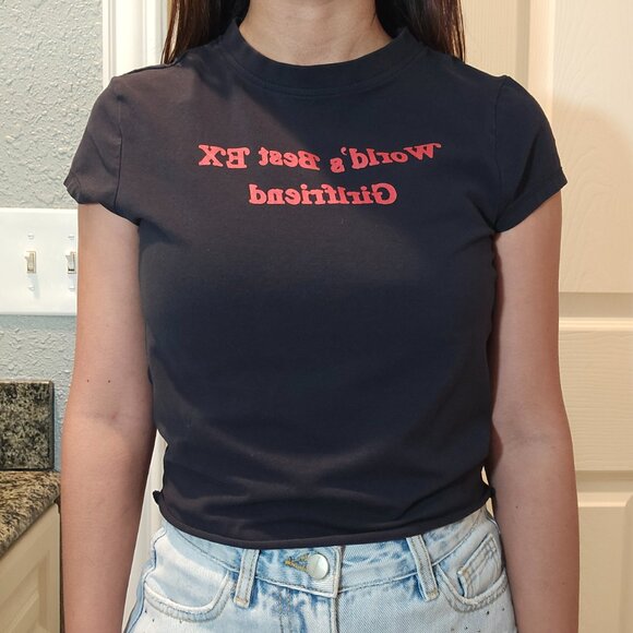 Urban Nation Black Babby Tee "World Best Ex Girlfriend" Size Small - Picture 4 of 5